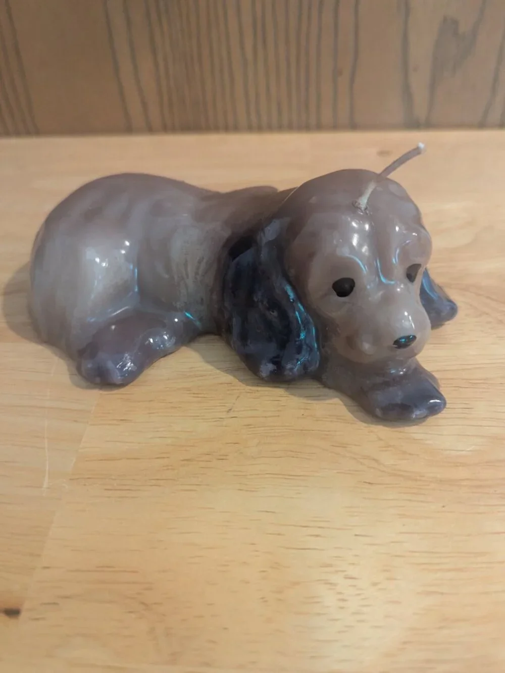 Vintage Cocker Spaniel Dog Wax‎ Decorative Candle Laying Brown/Gray